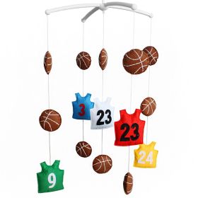 Handmade Basketball Baby Crib Mobile Nursery Room Decor Musical Mobile Crib Toy for Girls Boys