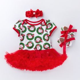 Baby Christmas New Short Sleeve Cartoon Mesh Dress (Option: Shape3-59cm)