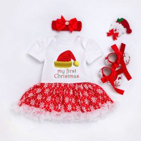 Baby Christmas New Short Sleeve Cartoon Mesh Dress (Option: Shape9-59cm)