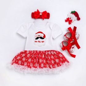 Baby Christmas New Short Sleeve Cartoon Mesh Dress (Option: Shape5-73cm)