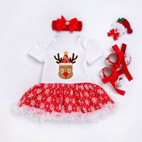 Baby Christmas New Short Sleeve Cartoon Mesh Dress (Option: Shape7-59cm)