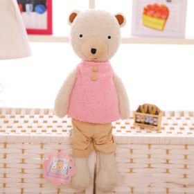 Soft And Cute Polka Dot Bear Toy Doll (Option: White Bear Pink Fleece Shirt-25cm)