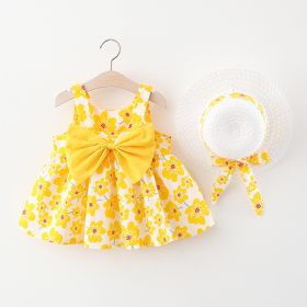 Children's Vest Westernized Sleeveless Dress (Option: Yellow-73cm)