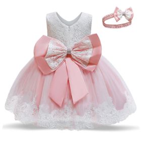 M Baby Girl Year Birthday Dress Newborn Christening Gown (Option: Pink1-3T)