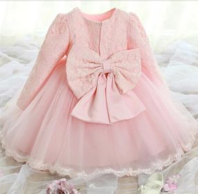 Girl's Clothes Korean Fashion Summer Clothes First Year Old (Option: Pink long sleeve-80cm)