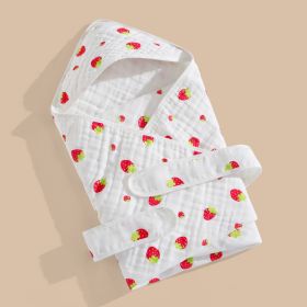 Cotton Gauze Blanket Hooded Keep Warm (Option: Smiley Strawberry-Six floors 90x90cm)