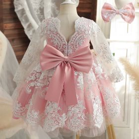 M Baby Girl Year Birthday Dress Newborn Christening Gown (Option: Pink-5T)