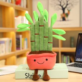 Cartoon Potted Plant Figurine Doll Desk Decoration Decoration Gift (Option: Lucky Bamboo Red-41cm)