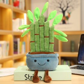 Cartoon Potted Plant Figurine Doll Desk Decoration Decoration Gift (Option: Lucky Bamboo Blue-41cm)