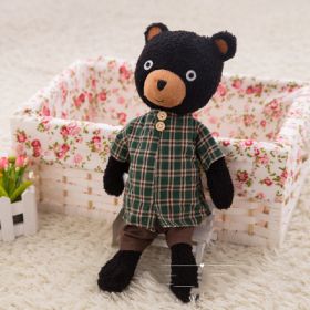 Soft And Cute Polka Dot Bear Toy Doll (Option: Black Bear Plaid Shirt-25cm)