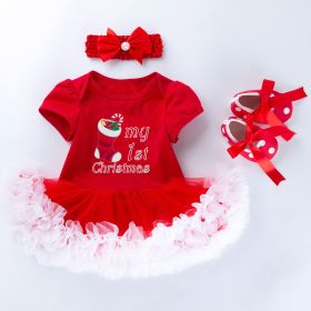 Baby Christmas New Short Sleeve Cartoon Mesh Dress (Option: Shape15-80cm)