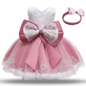 M Baby Girl Year Birthday Dress Newborn Christening Gown (Option: Paste Pink1-24M)