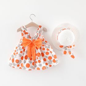 Girls' Summer Baby Girls' Short Sleeve Suit Skirt (Option: Dot Orange-80cm)